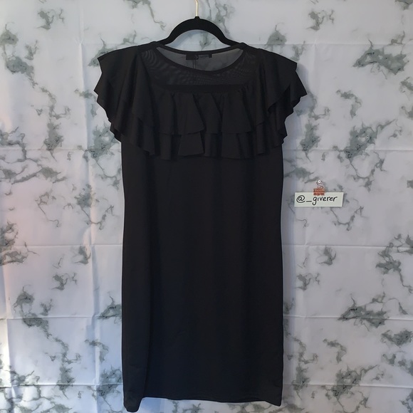 US 14 Boohoo PLUS ROSIE MESH RUFFLE BODYCON DRESS - Picture 8 of 15